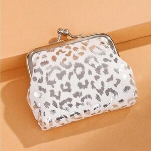 Silver & White Leopard Mini Coin Purse NEW